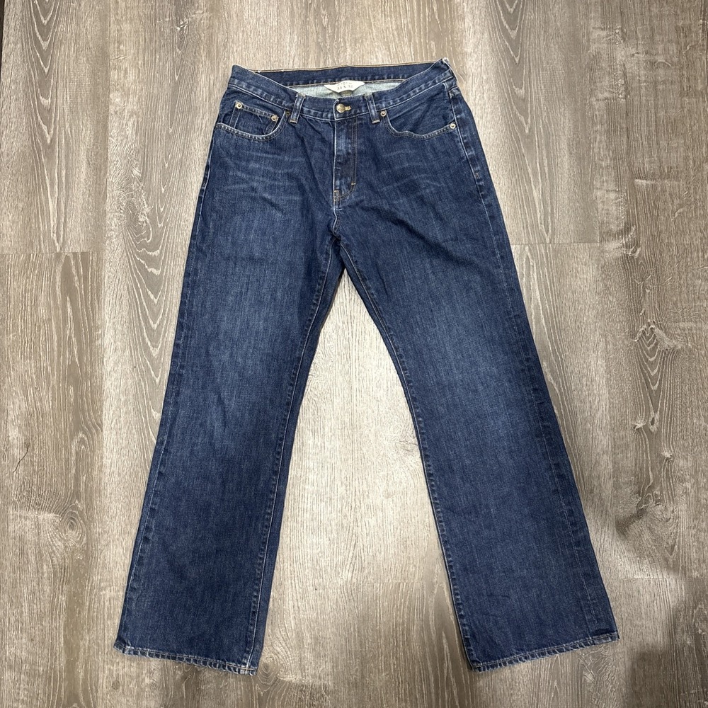 J.Crew Blue Jeans Bootcut Fit Mens Size 34x31 Denim Cowboy Classic Dark Wash EUC